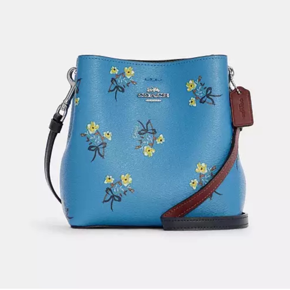 NWOT Coach Blue Floral Mini Town Bucket Bag
